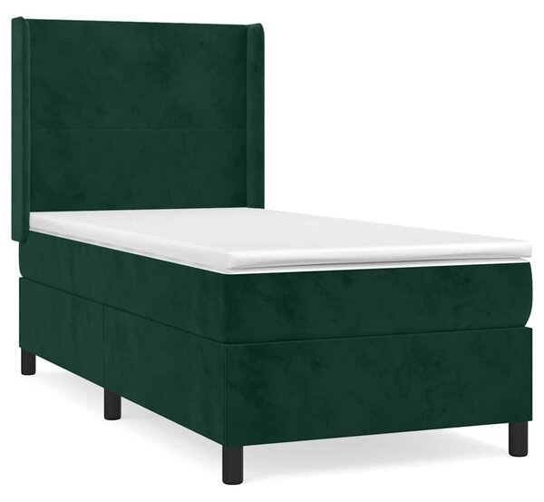 Box spring postel s matrací tmavě zelená 80 x 200 cm samet 3132528