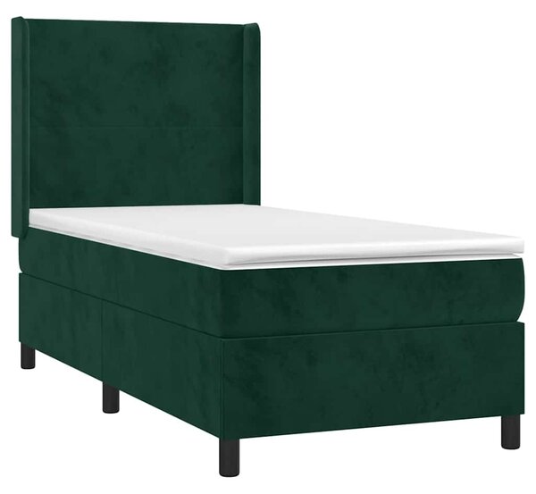 Box spring postel s matrací tmavě zelená 80 x 200 cm samet 3132528