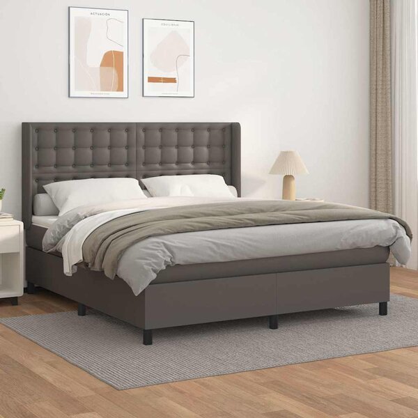 Box spring postel s matrací šedá 160x200 cm umělá kůže 3132511