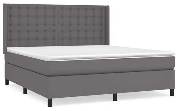 Box spring postel s matrací šedá 160x200 cm umělá kůže 3132511