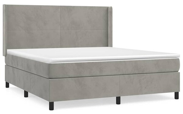 Box spring postel s matrací světle šedá 160x200 cm samet 3132567