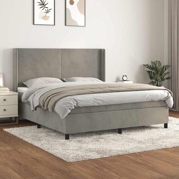 Box spring postel s matrací světle šedá 160x200 cm samet 3132567