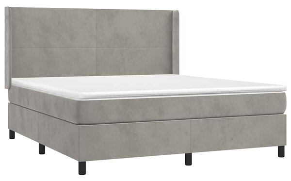 Box spring postel s matrací světle šedá 160x200 cm samet 3132567