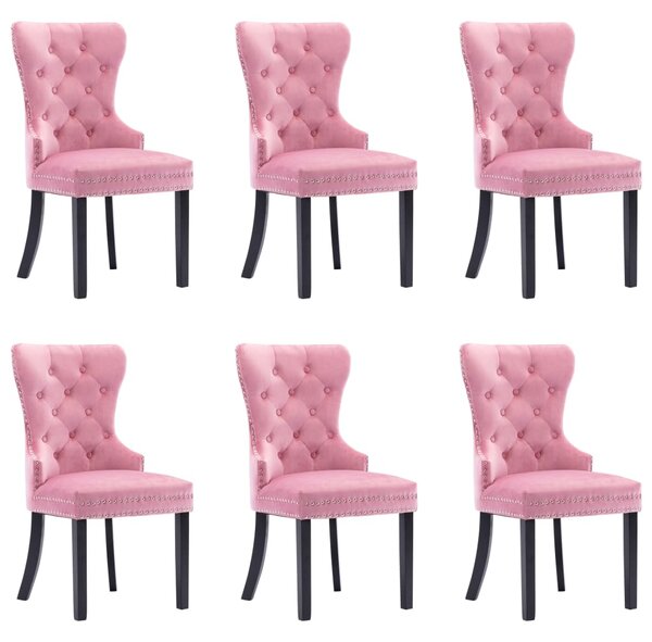 Jídelní židle 6 ks růžové samet