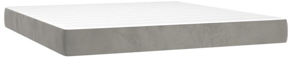 Box spring postel s matrací a LED světle šedá 160x200 cm samet 3136011