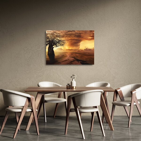 Skleněný obraz oranžových mračen (70x50 cm)