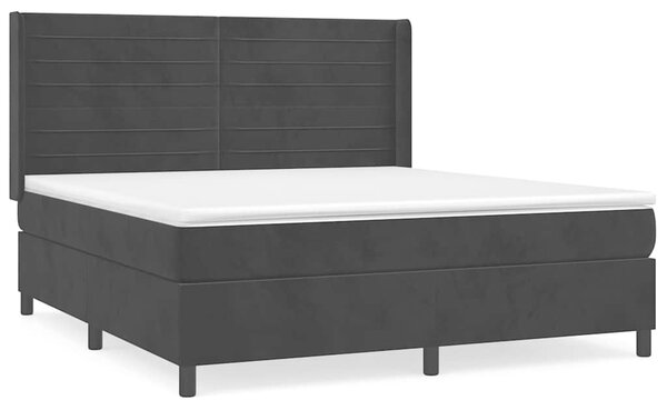 Box spring postel s matrací černá 160x200 cm samet 3132749