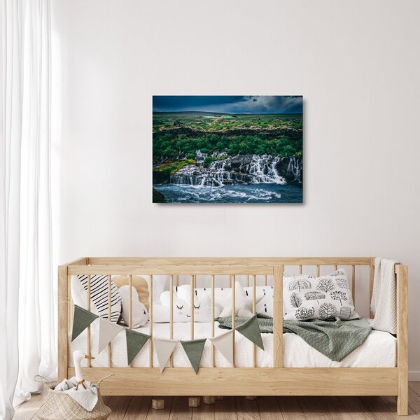 Skleněný obraz vodopádů v přírodě (70x50 cm)