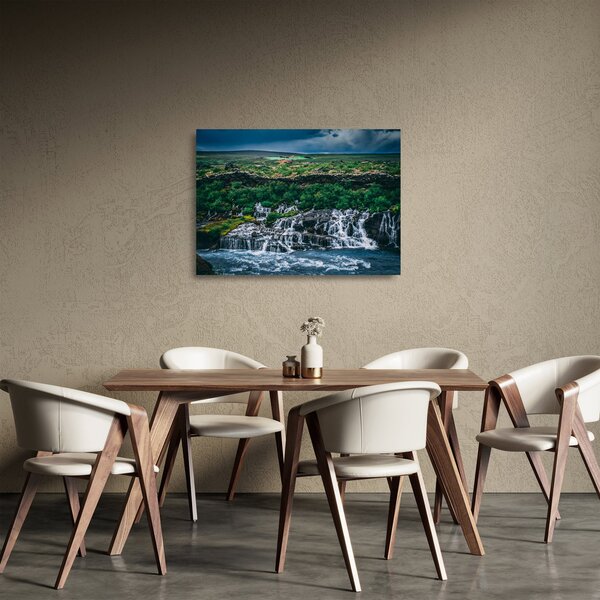 Skleněný obraz vodopádů v přírodě (70x50 cm)