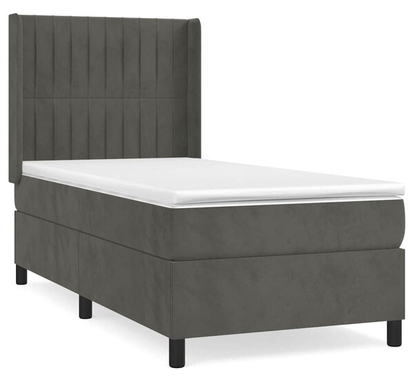 Box spring postel s matrací tmavě šedá 80 x 200 cm samet 3132766