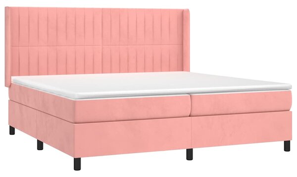 Box spring postel s matrací růžová 200x200 cm samet 3132824