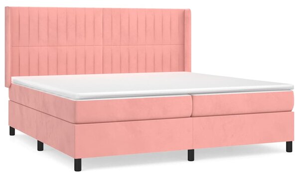 Box spring postel s matrací růžová 200x200 cm samet 3132824