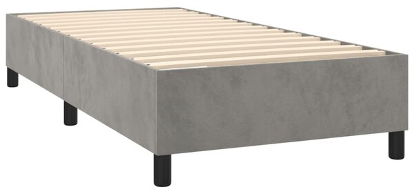 Box spring postel s matrací a LED světle šedá 90x190 cm samet 3135975