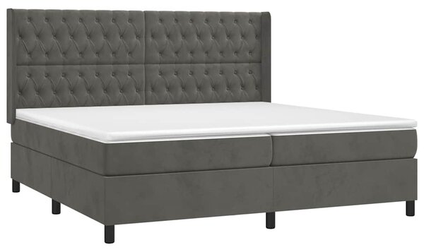 Box spring postel s matrací tmavě šedá 200x200 cm samet 3132880