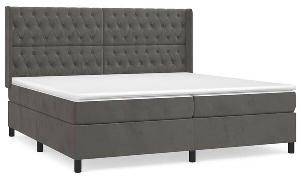 Box spring postel s matrací tmavě šedá 200x200 cm samet 3132880