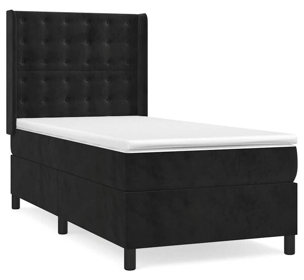 Box spring postel s matrací černá 80 x 200 cm samet 3132887