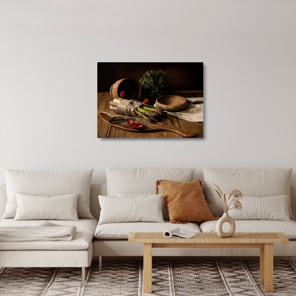 Skleněný obraz chřestu na stole (70x50 cm)