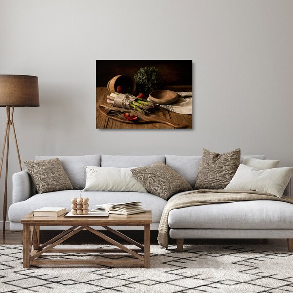 Skleněný obraz chřestu na stole (70x50 cm)
