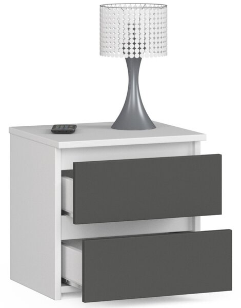 Ak furniture Noční stolek CL2 40 cm bílý/grafitově šedý