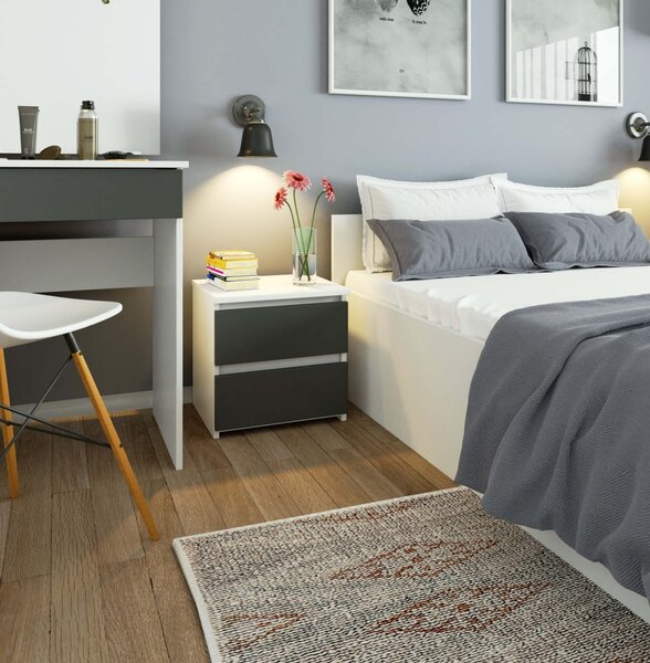 Ak furniture Noční stolek CL2 40 cm bílý/grafitově šedý