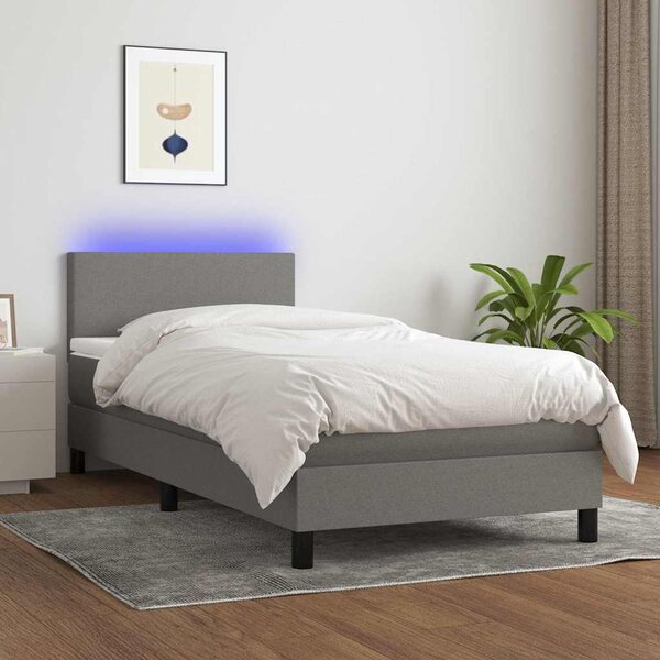 Box spring postel s matrací a LED tmavě šedá 80 x 200 cm textil 3132950