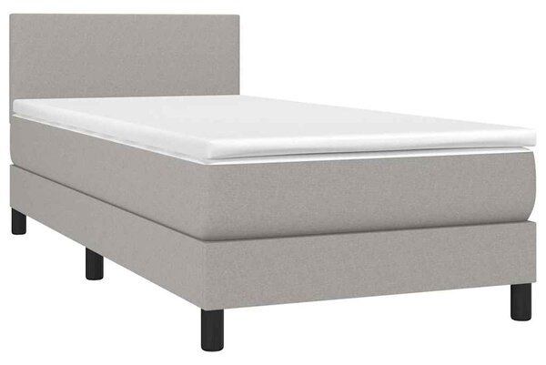 Box spring postel s matrací a LED světle šedá 80x200 cm textil 3132949