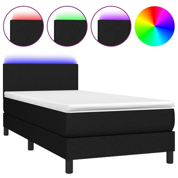 Box spring postel s matrací a LED černá 80 x 200 cm textil 3132951