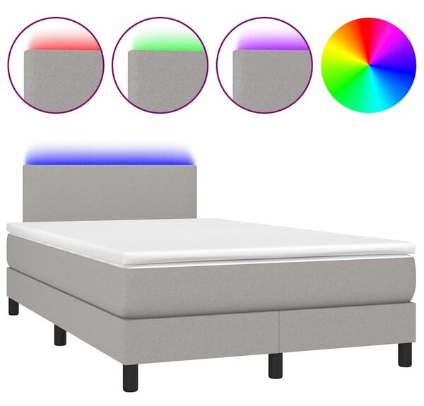 Box spring postel s matrací a LED světle šedá 120x200 cm textil 3132981
