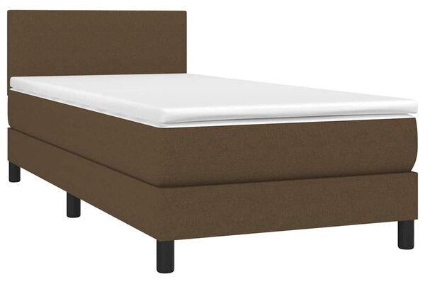 Box spring postel s matrací a LED tmavě hnědá 80x200 cm textil 3132952