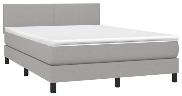 Box spring postel s matrací a LED světle šedá 140x200 cm textil 3132997