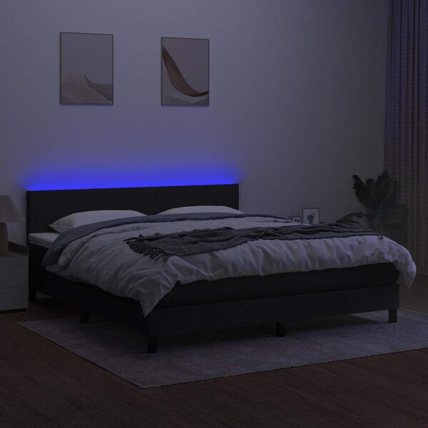 Box spring postel s matrací a LED černá 160x200 cm textil 3133007