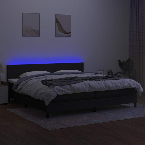 Box spring postel s matrací a LED černá 200x200 cm textil 3133023