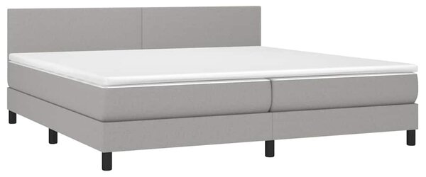 Box spring postel s matrací a LED světle šedá 200x200 cm textil 3133021