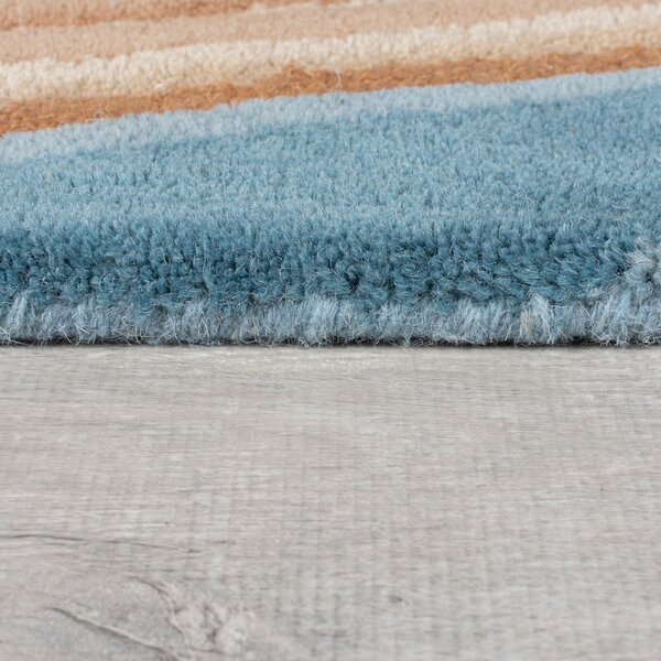 Modrý ručně tkaný vlněný běhoun 60x230 cm Abstract Flow – Flair Rugs