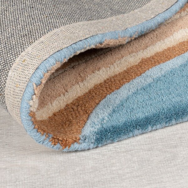 Modrý ručně tkaný vlněný běhoun 60x230 cm Abstract Flow – Flair Rugs