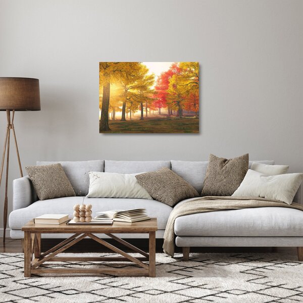 Skleněný obraz podzimních stromů (70x50 cm)