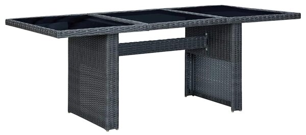 Zahradní stůl tmavě šedý polyratan a tvrzené sklo 313309