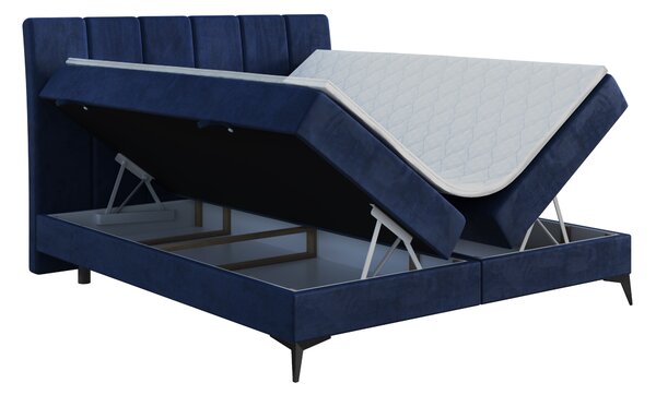 Boxspring postel 140 cm Axel (tmavě modrá) (s matrací a úl. prostorem)