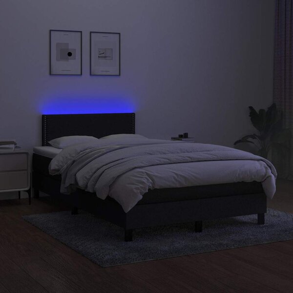 Box spring postel s matrací a LED černá 120 x 200 cm textil 3133063