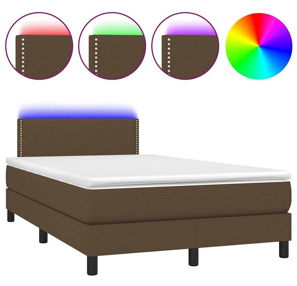 Box spring postel s matrací a LED tmavě hnědá 120x200 cm textil 3133064