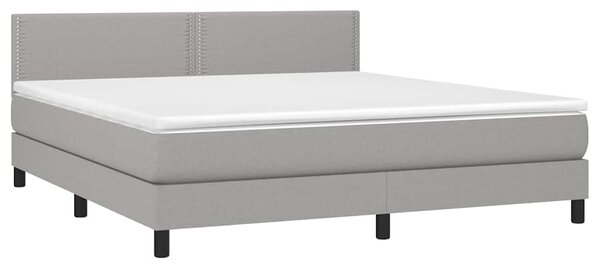 Box spring postel s matrací a LED světle šedá 180x200 cm textil 3133093