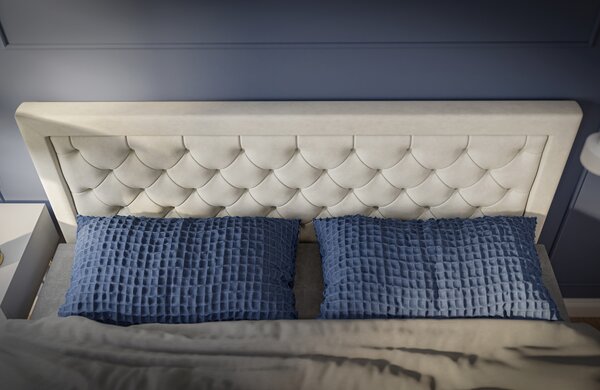 Boxspring postel 140 cm Bohem (slonovinová) (s matrací a úl. prostorem)