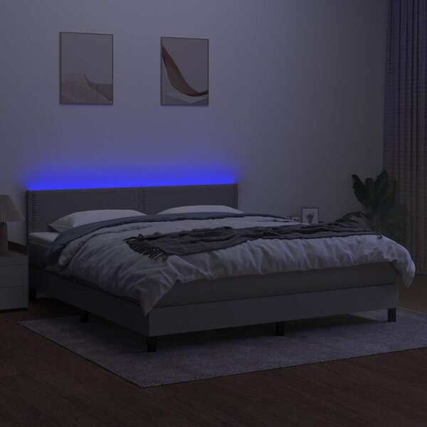 Box spring postel s matrací a LED světle šedá 180x200 cm textil 3133093