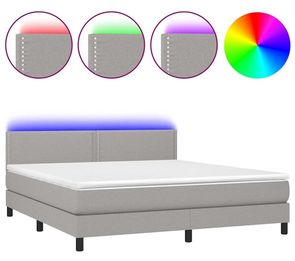 Box spring postel s matrací a LED světle šedá 180x200 cm textil 3133093