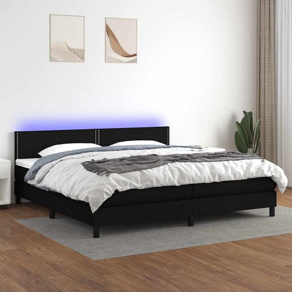 Box spring postel s matrací a LED černá 200x200 cm textil 3133103