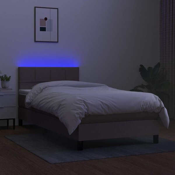 Box spring postel s matrací a LED taupe 90x190 cm textil 3133121