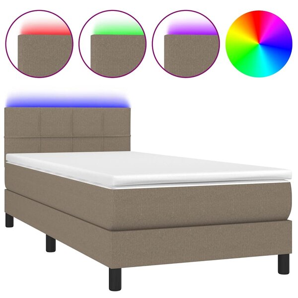 Box spring postel s matrací a LED taupe 90x190 cm textil 3133121
