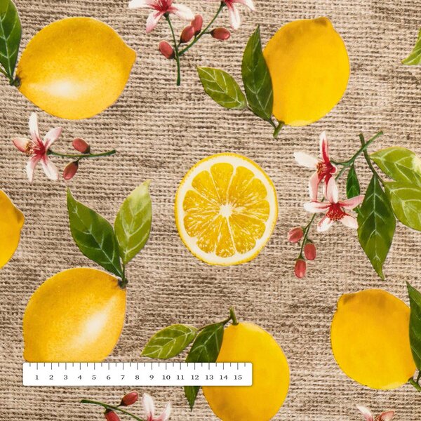 PVC ubrus Citrony na hnědém PV-098 - metráž š. 140 cm