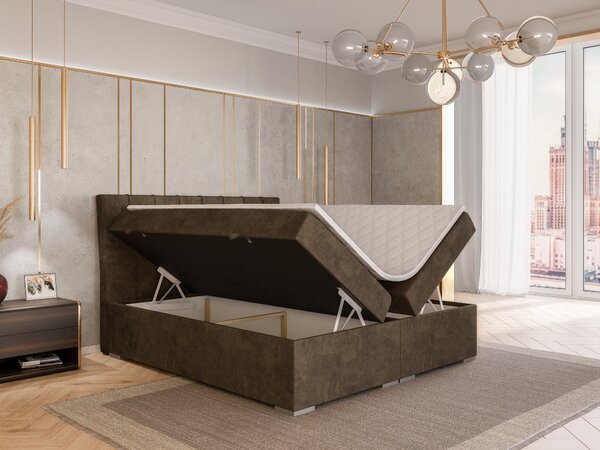 Jednolůžková boxspring postel 120 cm Driny (karamelová) (s matrací a úl. prostorem)