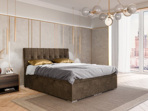 Jednolůžková boxspring postel 120 cm Driny (karamelová) (s matrací a úl. prostorem)
